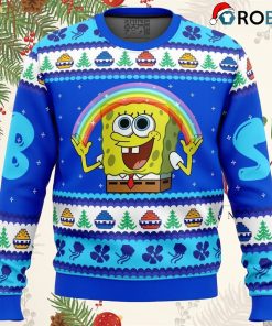 Nickelodeon Cartoons Rainbow Spongebob Ugly Christmas Sweater