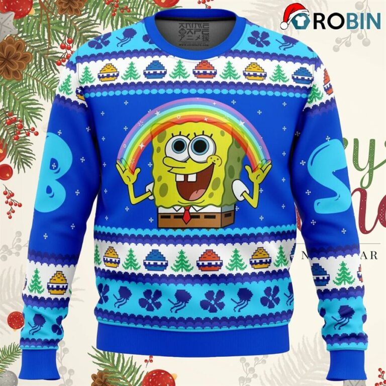 Nickelodeon Cartoons Rainbow Spongebob Ugly Christmas Sweater