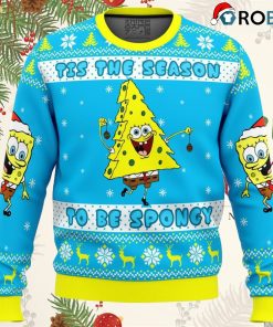 Nickelodeon Cartoons Tis The Season To Be Spongy Ugly Christmas Sweater Nickelodeon Cartoons Tis The Season To Be Spongy Ugly Christmas Sweater