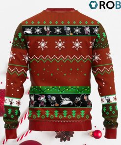 Nightmare Before Christmas Ugly Sweater Red Brown 2