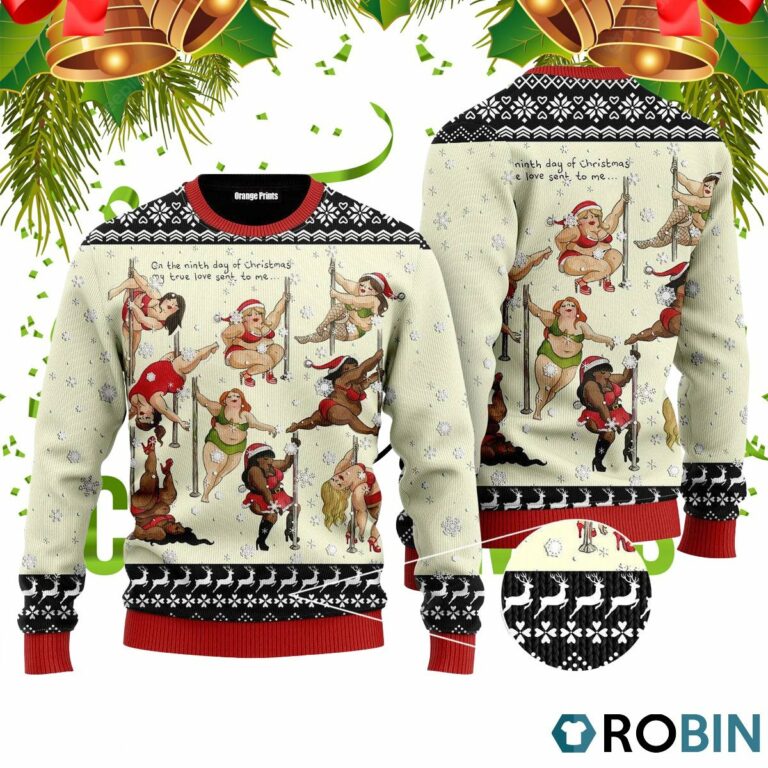 Nine Ladies Dancing Sexy Christmas Ugly Christmas Sweater RB4448