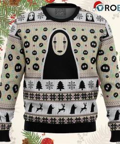 No Face And Soot Sprites Spirited Away Studio Ghibli Ugly Christmas Sweatshirt, Sweater No Face And Soot Sprites Spirited Away Studio Ghibli Ugly Christmas Sweatshirt, Sweater