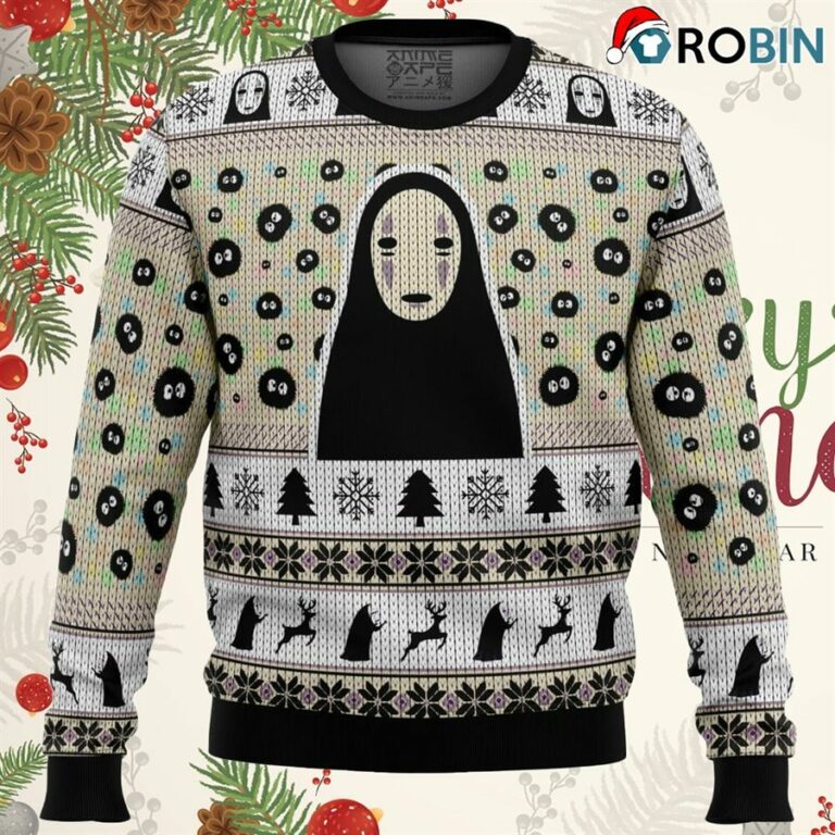 No Face And Soot Sprites Spirited Away Studio Ghibli Ugly Christmas Sweatshirt, Sweater