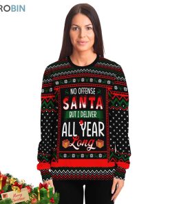 no offense santa but i deliver all year long postman ugly christmas sweatshirt sweater 3 e9w6vm