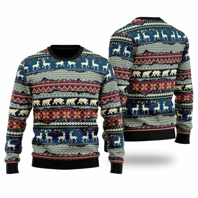 Nordic Style Fabric Patchwork Christmas Pattern All Over Print Ugly Sweatshirt, Sweater