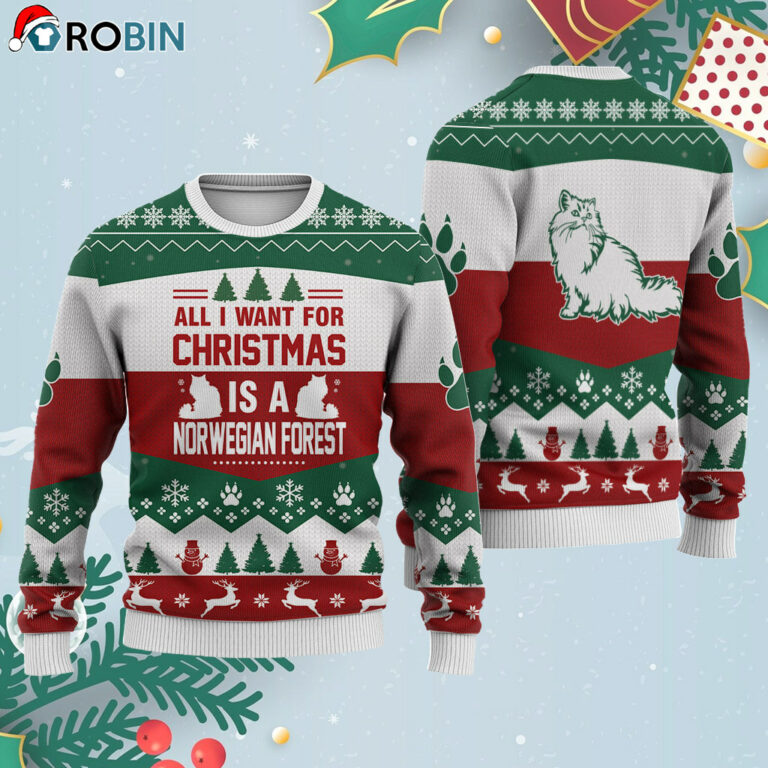 Norwegian Forest Cat All I Want For Ugly Christmas Sweatshirt – Sweater