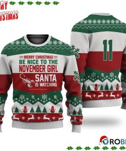 November Girl All Merry Christmas Be Nice Ugly Sweatshirt, Sweater