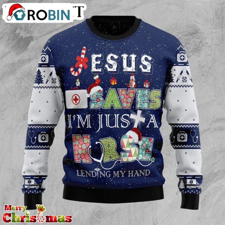 Nurse Life Jesus Saves Ugly Christmas Sweater – Best Xmas Gift