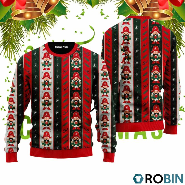 Nutcracker Boys Striped Style 3D Print Ugly Christmas Sweater RB2424