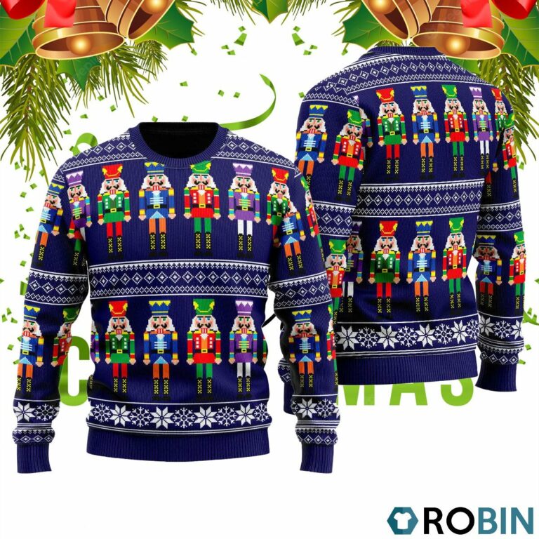 Nutcrackers Christmas Coming Pattern Ugly Christmas Sweater RB2083
