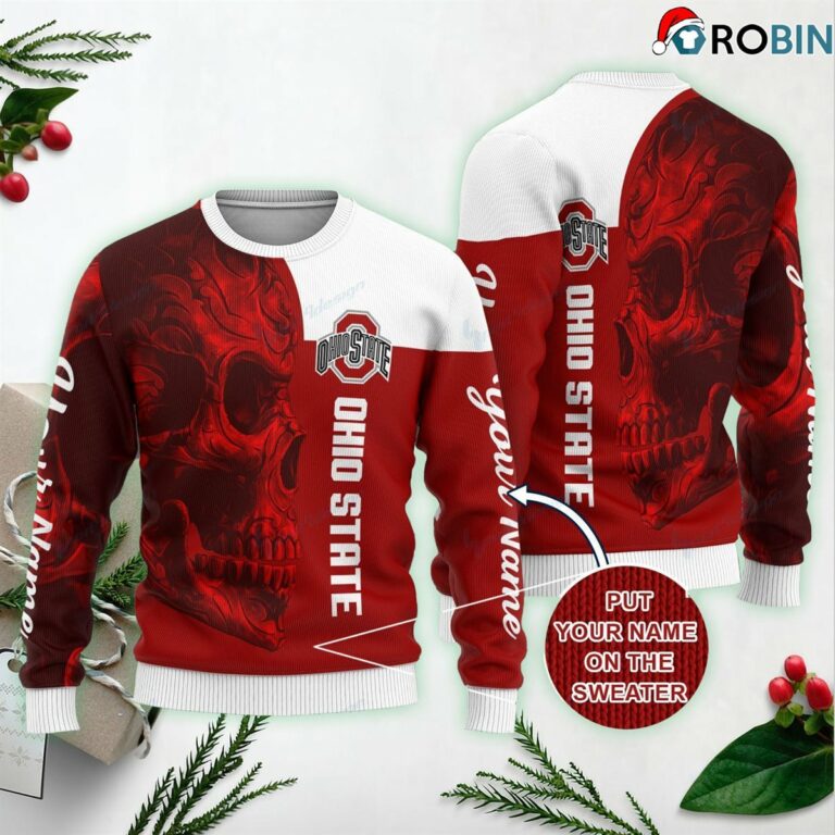 Ohio State Buckeyes Football Skull Ugly Xmas Sweaters SWT14