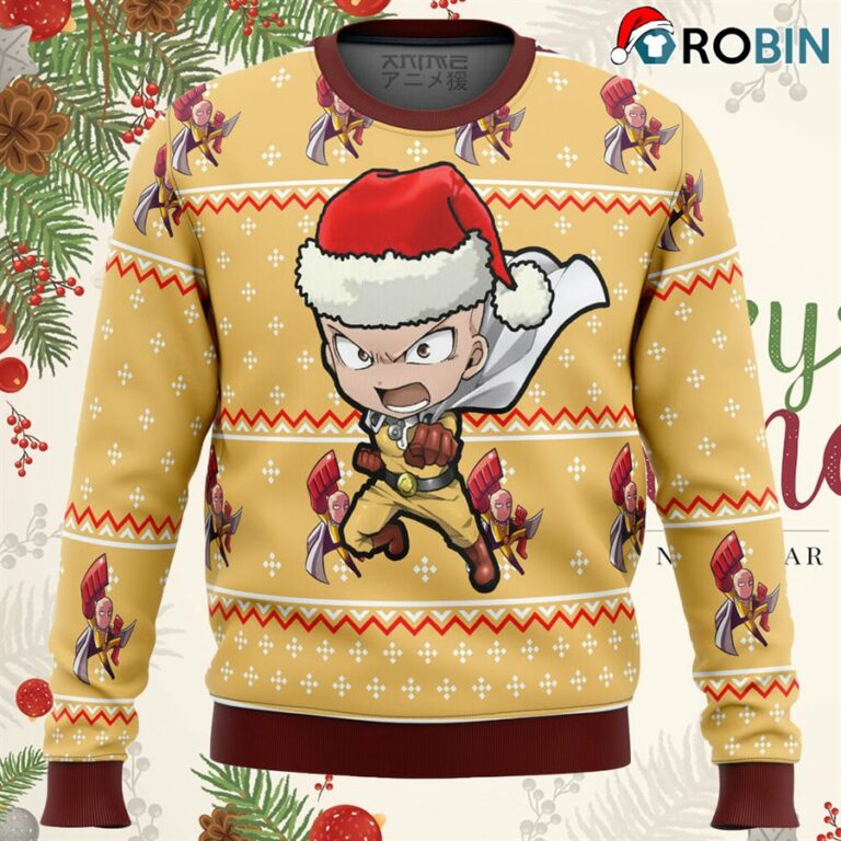 One Punch Chibi Saitama Ugly Christmas Sweater