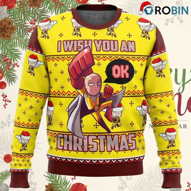 One Punch Saitama Ok Ugly Christmas Sweater