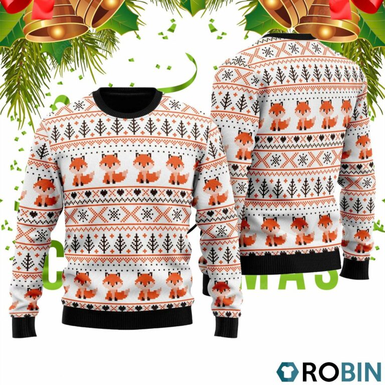 Orange Fox Xmas Pattern Ugly Christmas Sweater RB2088