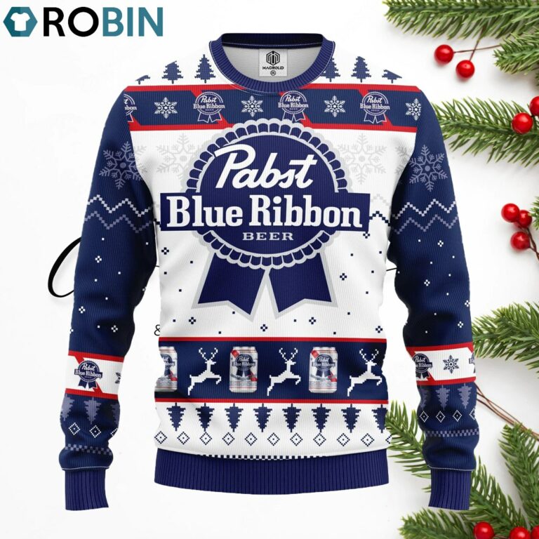 Pabst Blue Beer Ugly Christmas Sweater