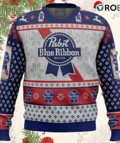 Pabst Blue Ribbon Ugly Christmas Sweatshirt, Sweater