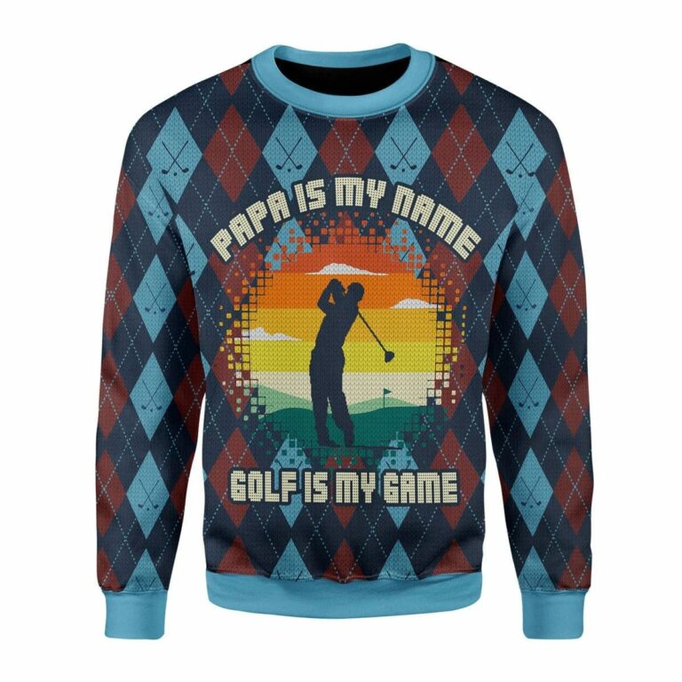 Papa Is My Name Golf Is My Game Ugly Christmas Sweatshirt, Sweater
