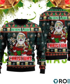 Peace Love Hippie Santa Claus Ugly Christmas Sweater RB4247