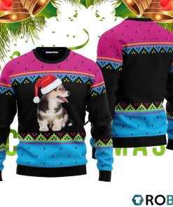 Pembroke Welsh Corgi Puppy On Red Christmas Hat Pattern 3D Print Ugly Christmas Sweater RB2488