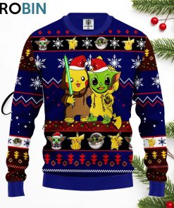 pikachu and yoda ugly christmas sweater blue 1 j4l78y