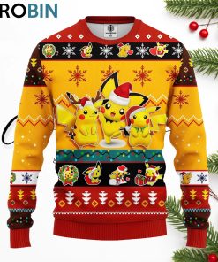 pikachu pokemon ugly christmas sweater yellow 1 rw6wyi