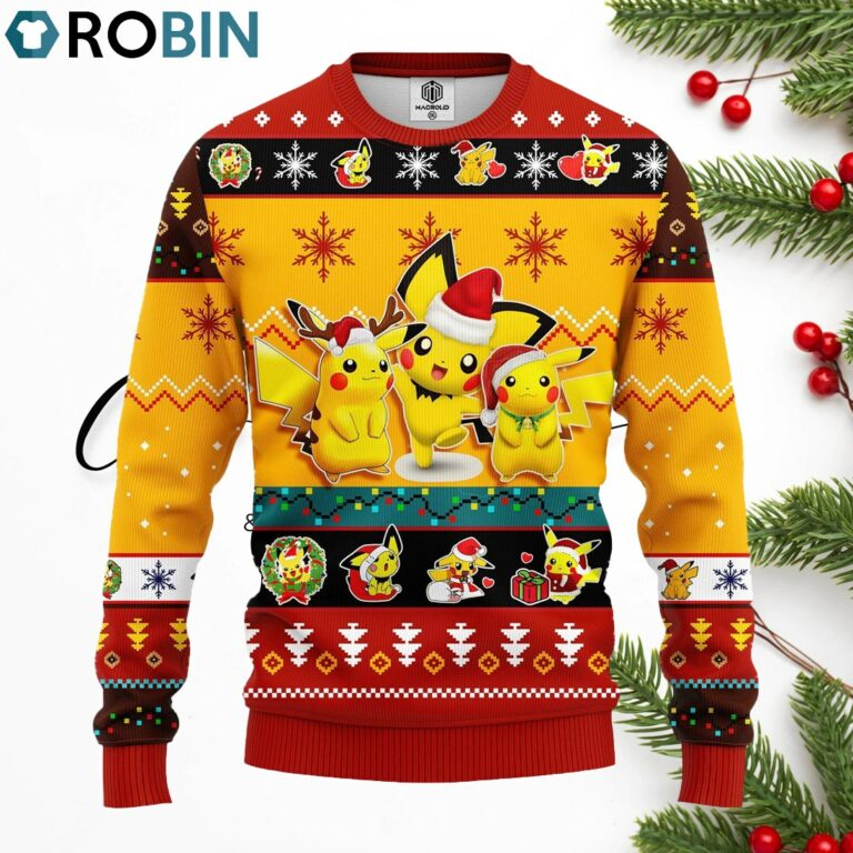 Pikachu Pokemon Ugly Christmas Sweater Yellow