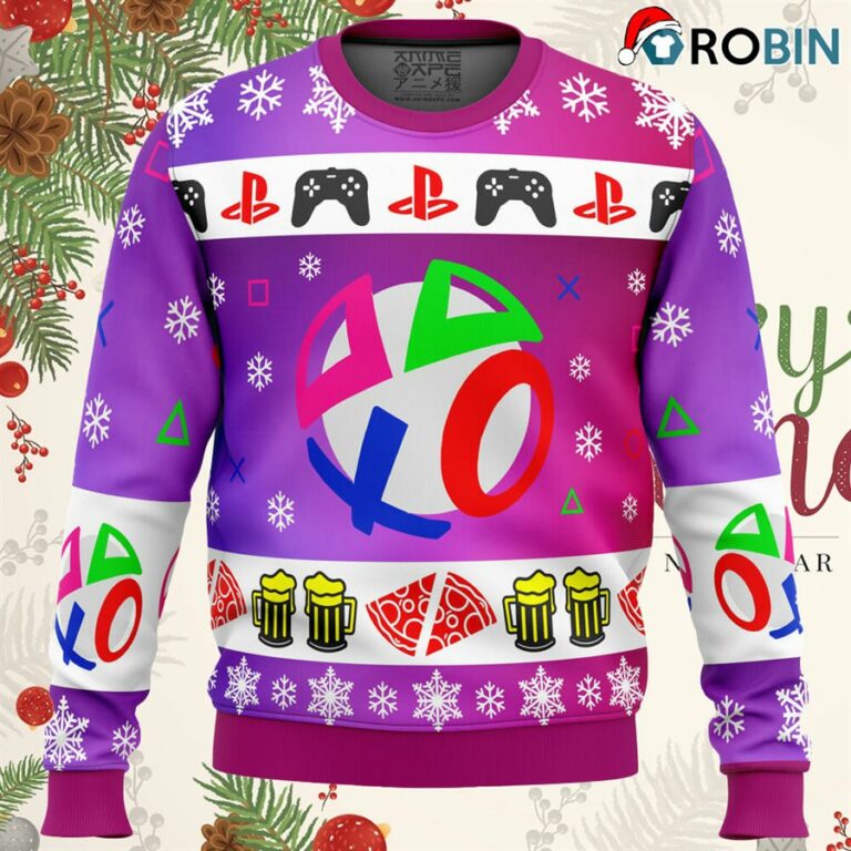 Playstation Neon Ugly Christmas Sweatshirt, Sweater