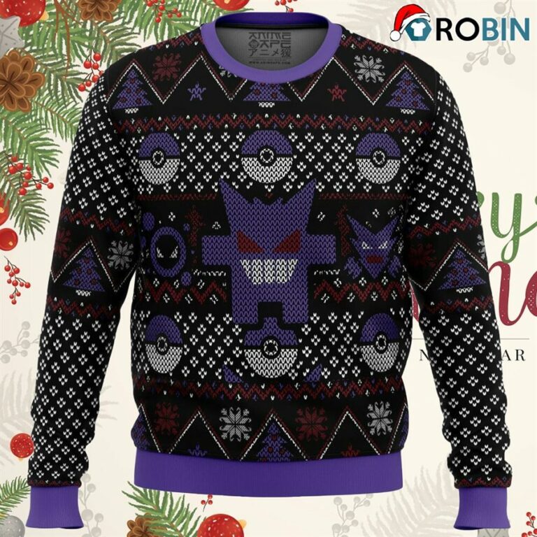 Pokemon Ghosts Gengar Ghastly Haunter Ugly Christmas Sweatshirt, Sweater
