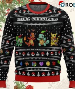 Pokemon Kanto Starters Ugly Christmas Sweatshirt, Sweater