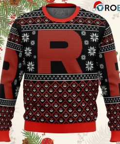 Pokemon Team Rocket Red Black Ugly Christmas Sweatshirt, Sweater