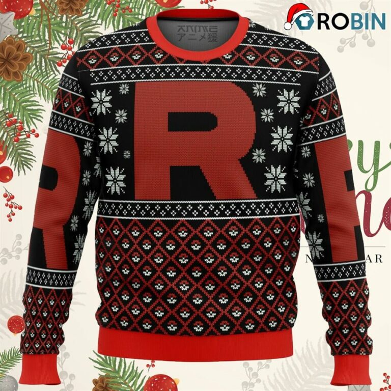 Pokemon Team Rocket Red Black Ugly Christmas Sweatshirt, Sweater