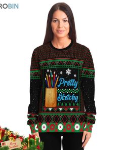 pretty sketchy artist ugly christmas sweatshirt sweater 3 m5shed