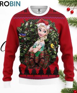 Queen Elsa Wearing Green Dress Noel Merry Christmas Ugly Christmas Sweater