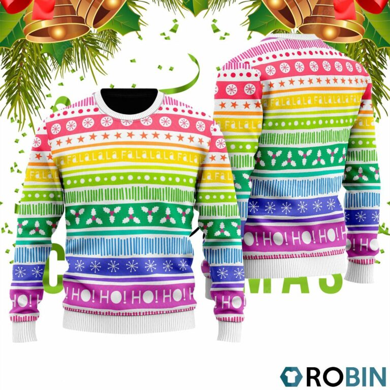 Rainbow Cozy Holiday Pattern Ugly Christmas Sweater RB2434