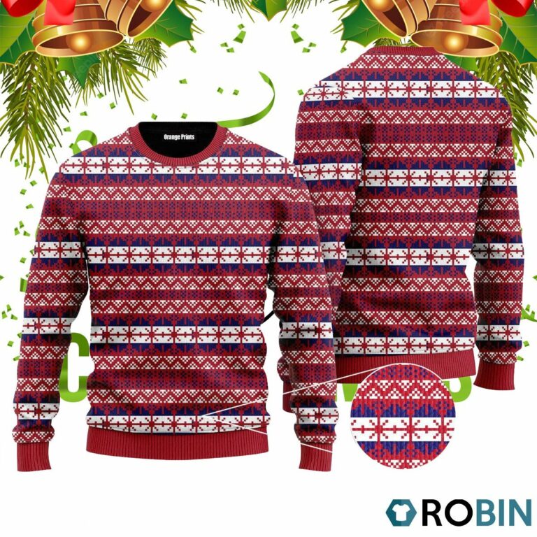 Red Fancy Xmas Pattern Ugly Christmas Sweater RB4048