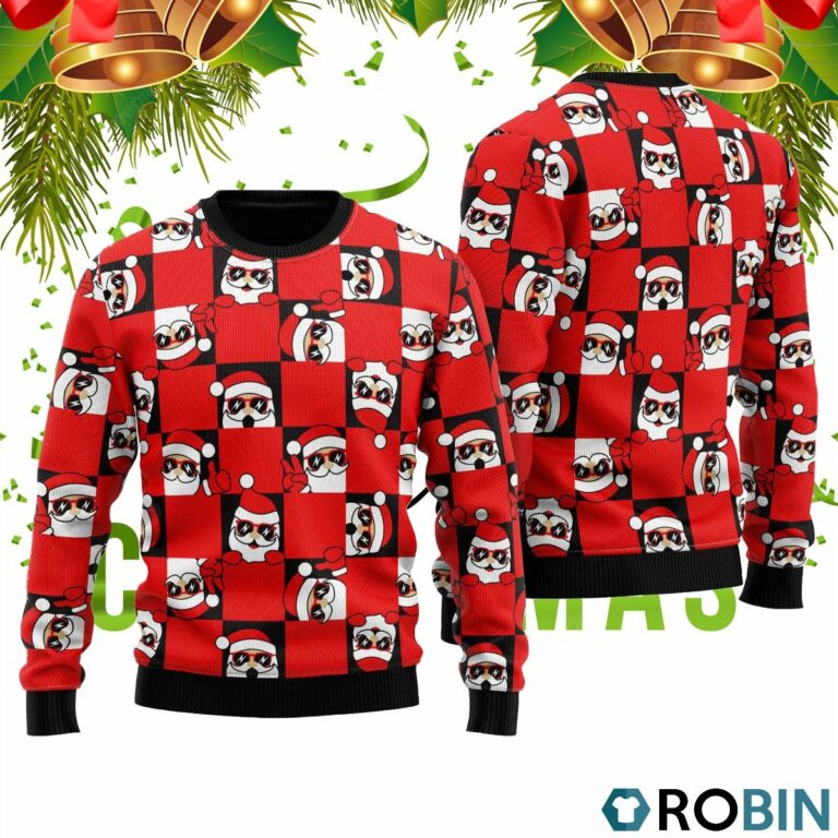 Red Santa Peeking 3D Print Ugly Christmas Sweater RB2442
