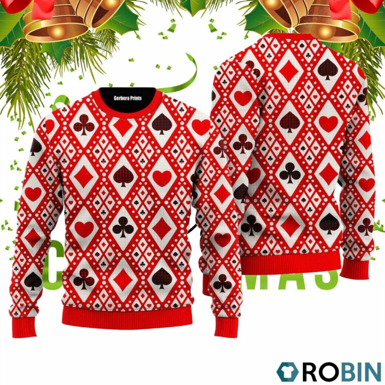 Red Seamless Playing For Xmas Pattern 3D Print Ugly Christmas Sweater RB2480