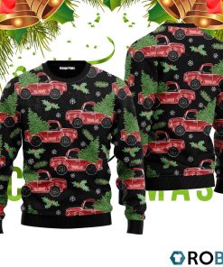 Red Truck And Pine Trees Pattern Ugly Christmas Sweater RB2407