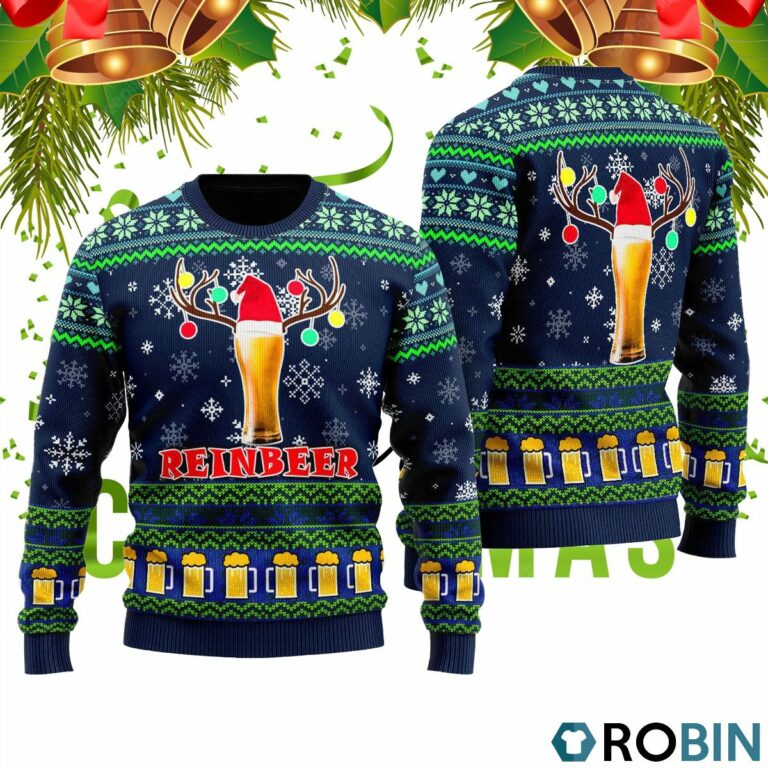 Reinbeer Christmas Beer Funny Ugly Christmas Sweater RB4345