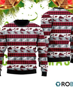 Reindeer And Beer On Buffalo Plaid Pattern Ugly Christmas Sweater RB2420
