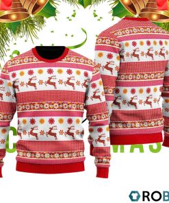 Reindeer Wonderful Time Of The Year Pattern 3D Print Ugly Christmas Sweater RB2085