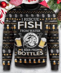 Rescue Fish From Water Beer 3D Print Ugly Christmas Sweater RB4784
