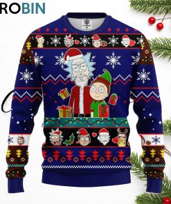 rick and morty noel ugly christmas sweater blue 1 bxvmtc