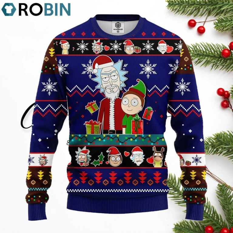 Rick And Morty Noel Ugly Christmas Sweater Blue