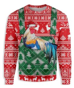 Rooster Pattern All Over Print Ugly Sweatshirt, Sweater