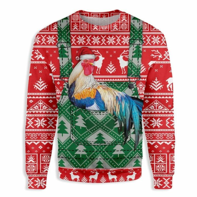 Rooster Pattern All Over Print Ugly Sweatshirt, Sweater