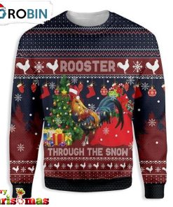 Rooster Through The Snow Ugly Christmas Sweater – Gift For Christmas