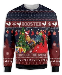 Rooster Through The Snow Ugly Christmas Sweatshirt, Sweater