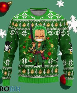 roronoa zoro one piece anime ugly christmas sweater xmas gift 1 rjguwa