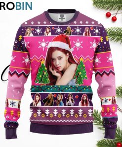 rose black pink ugly christmas sweater 1 drwuoi